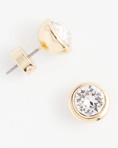 Chico's Gold Tone Crystal Stud Earrings Gold