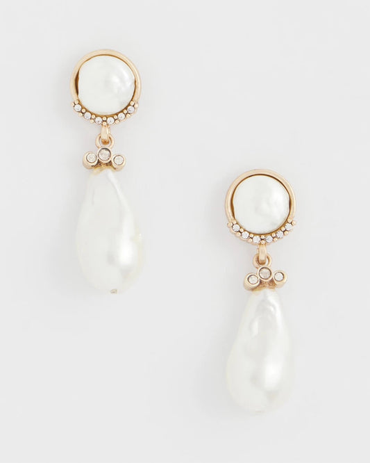 Chico's Faux Pearl Drop Earrings Neutral