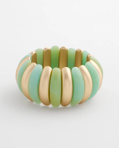 Chico's Aqua and Gold Stretch Bracelet Aqua