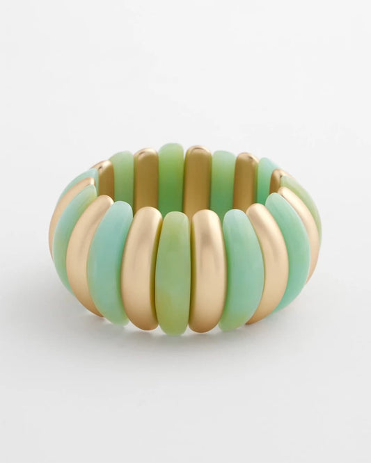 Chico's Aqua and Gold Stretch Bracelet Aqua
