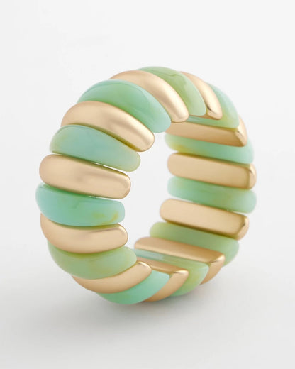 Chico's Aqua and Gold Stretch Bracelet Aqua