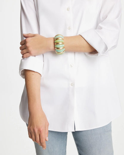 Chico's Aqua and Gold Stretch Bracelet Aqua