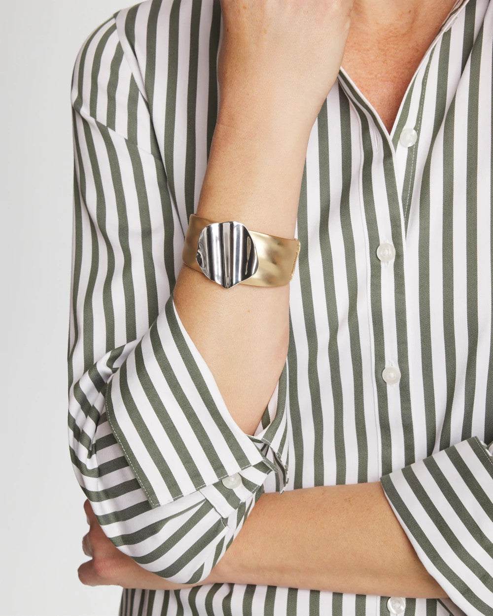 Chico's Mixed Metal Crinkle Cuff Mixed Metals