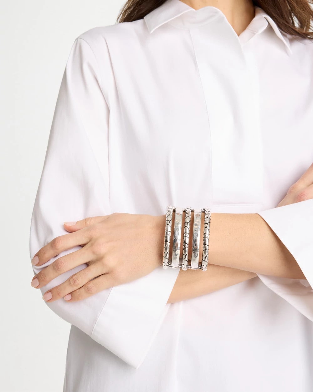Chico's Silver Island Metals Cuff Bracelet Silver