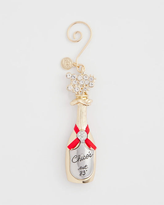Chico's Champagne Bottle Ornament Gold