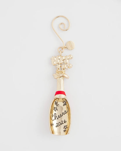 Chico's Champagne Bottle Ornament Gold