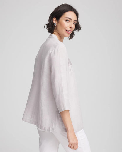 Chico's Embellished Linen Kurta Tunic Dove Gray