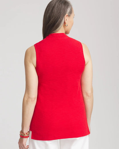 Chico's Textured Sleeveless V-Neck Tunic Red Glow