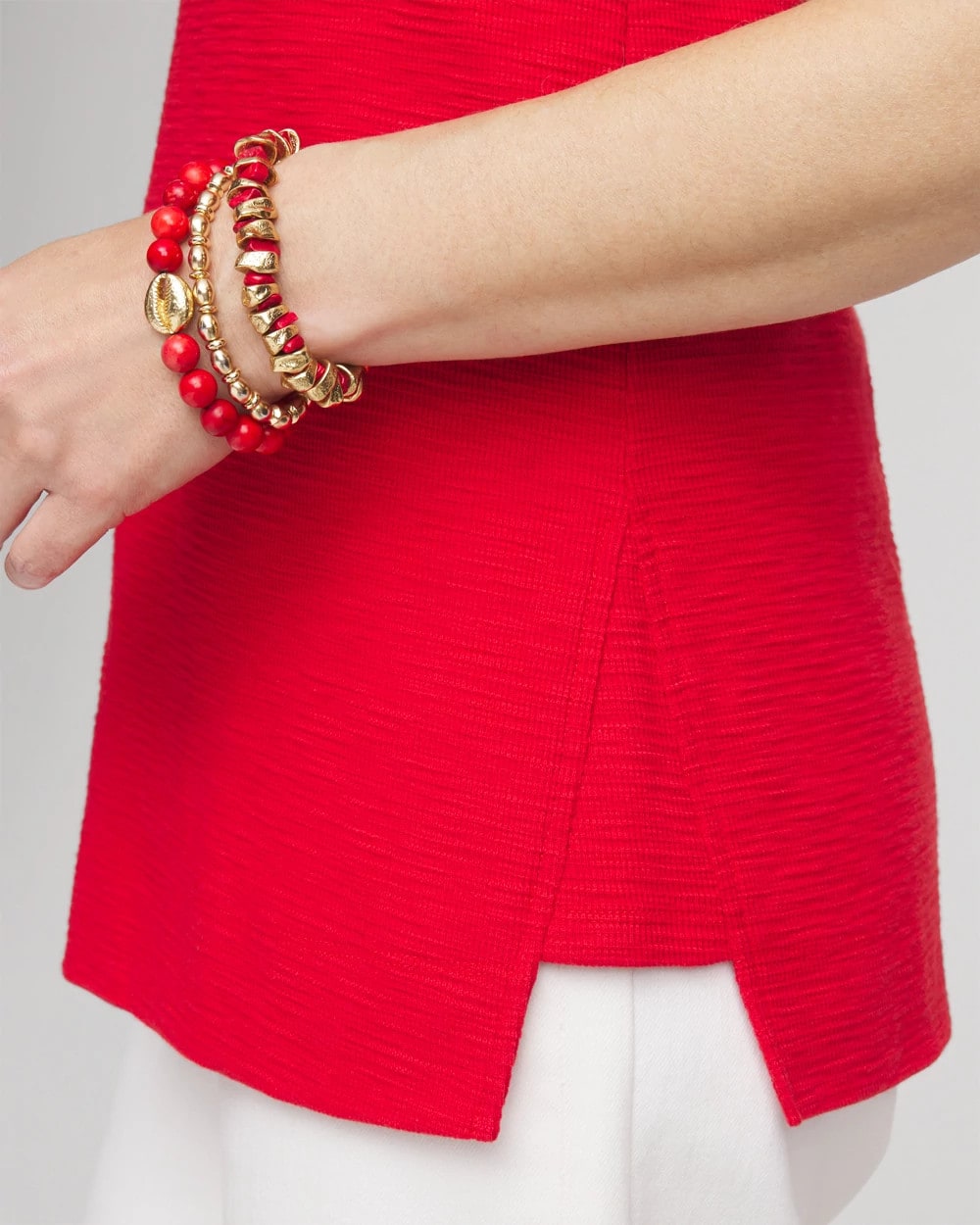 Chico's Textured Sleeveless V-Neck Tunic Red Glow