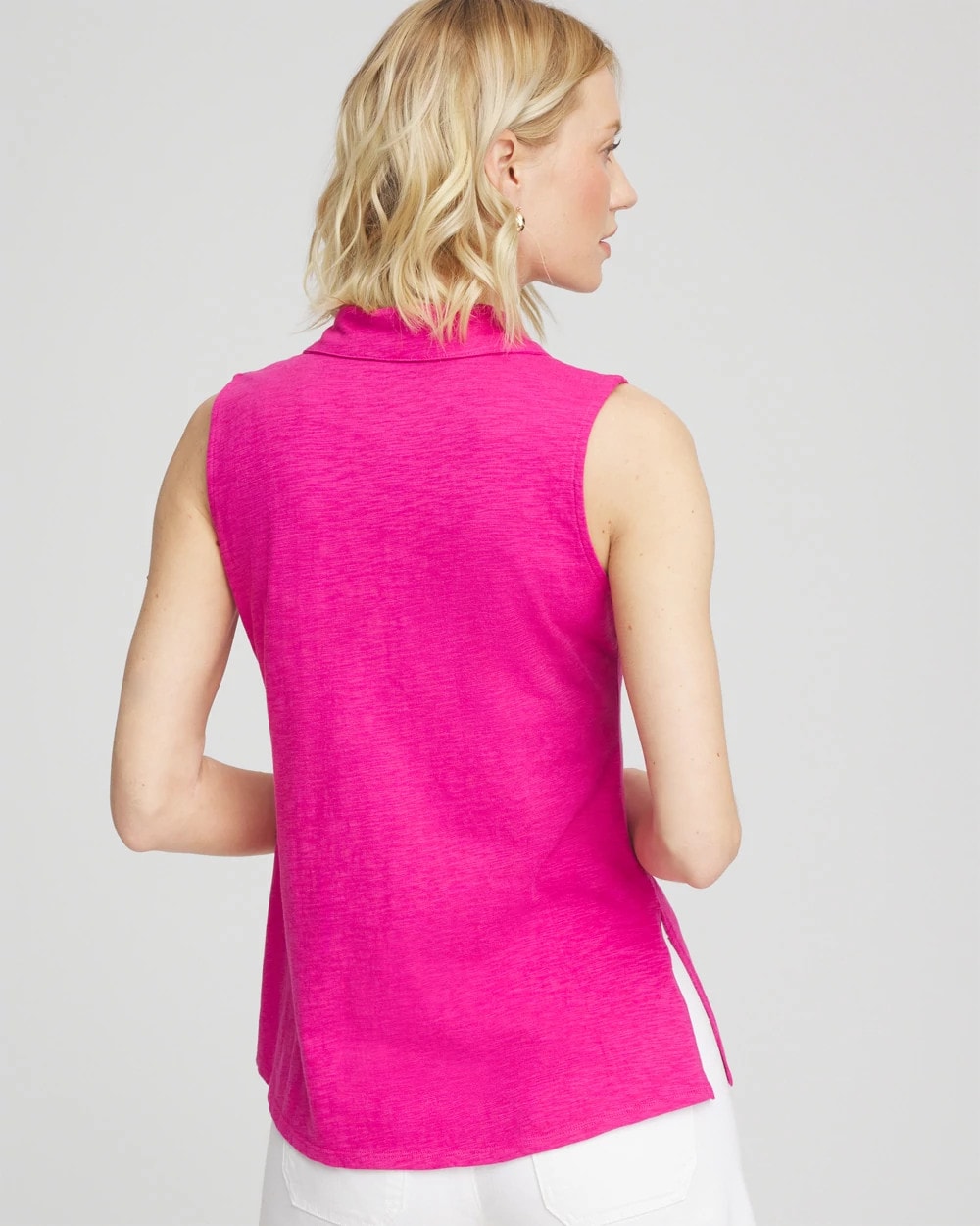 Chico's Slub Sleeveless Collared Tunic Crushed Berries