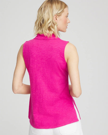 Chico's Slub Sleeveless Collared Tunic Crushed Berries